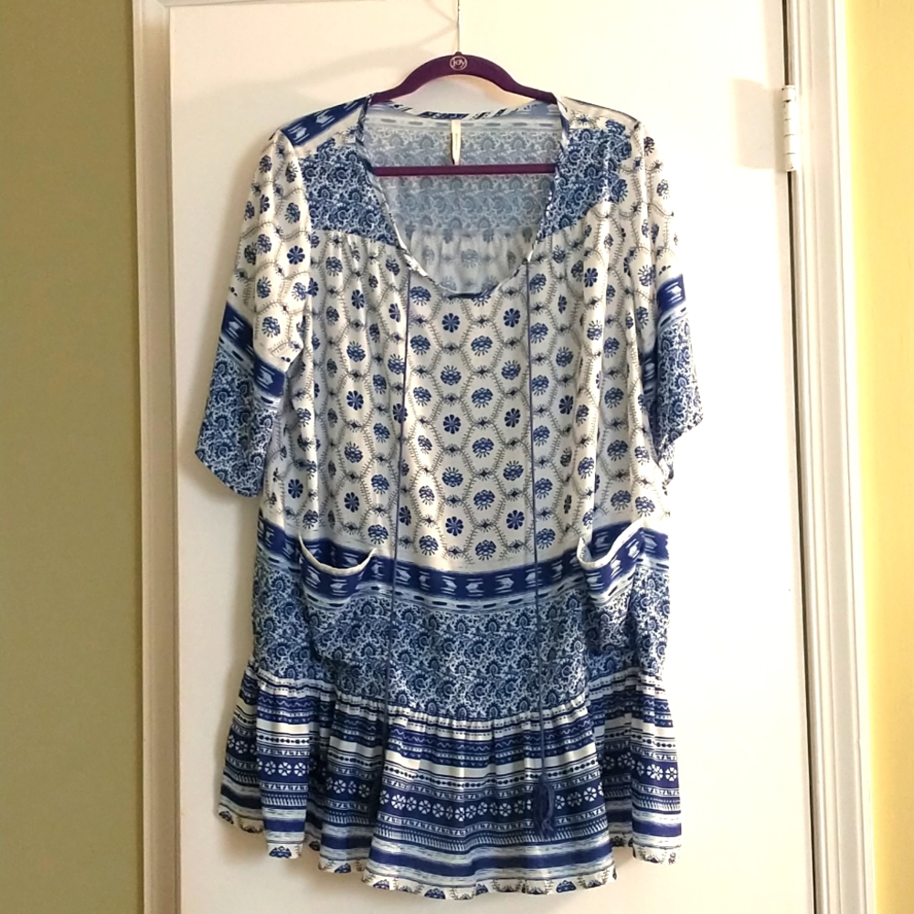 SHEINSIDE LIGHTWEIGHT BOHEMIAN TUNIC BLOUSE LARGE LIKE NEW